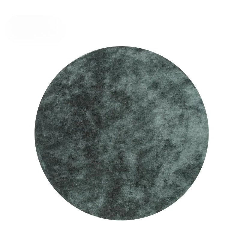Modern Minimalist Green Round Plush Area Rug