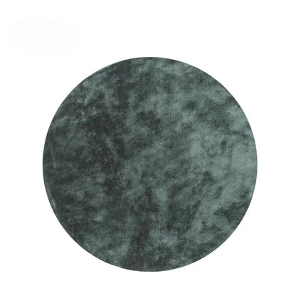 Modern Minimalist Green Round Plush Area Rug