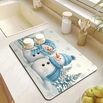 Christmas Tree Absorbent Kitchen Drying Mat