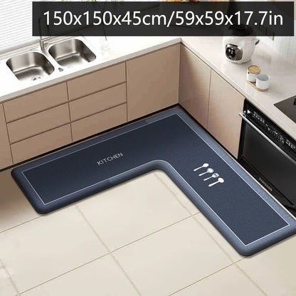 Printed L-Shaped Absorbent Non-Slip Kitchen Mat