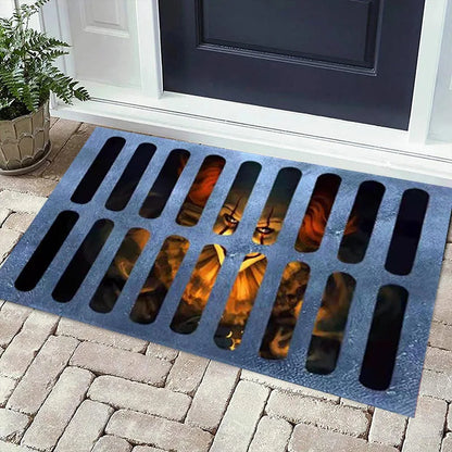 VIKAMA Halloween Clown Trap Rug 3D Illusion Non-Slip Bathroom Entrance Mat Home Decor