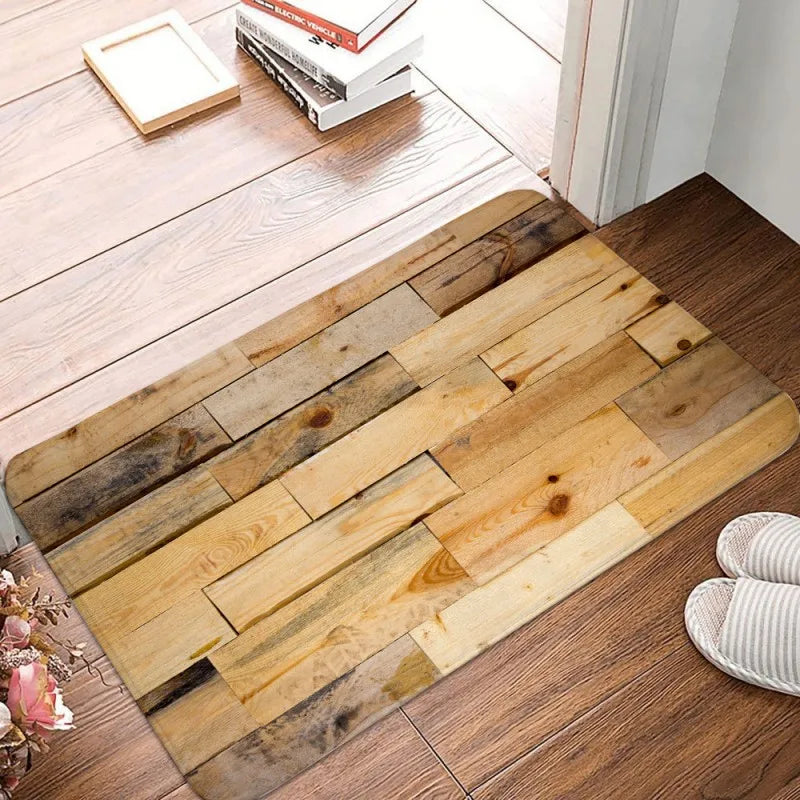 Wood Stripe Non-Slip Washable Welcome Doormat