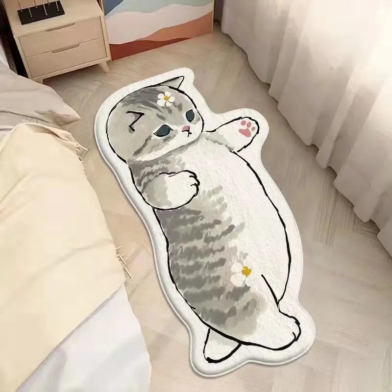 Faux Cashmere Cartoon Pet Rug Non-Slip Washable Bedroom Mat