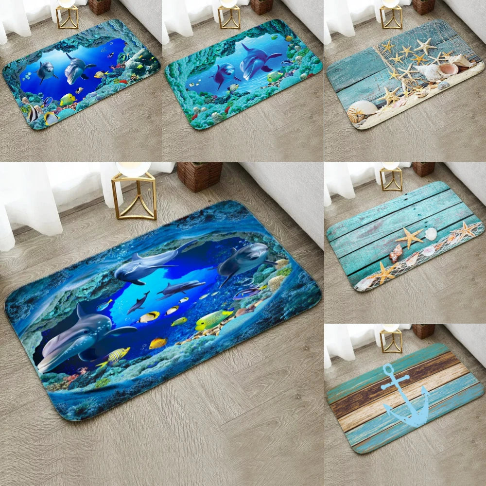 VIKAMA Coastal Ocean Life Non-Slip Doormat