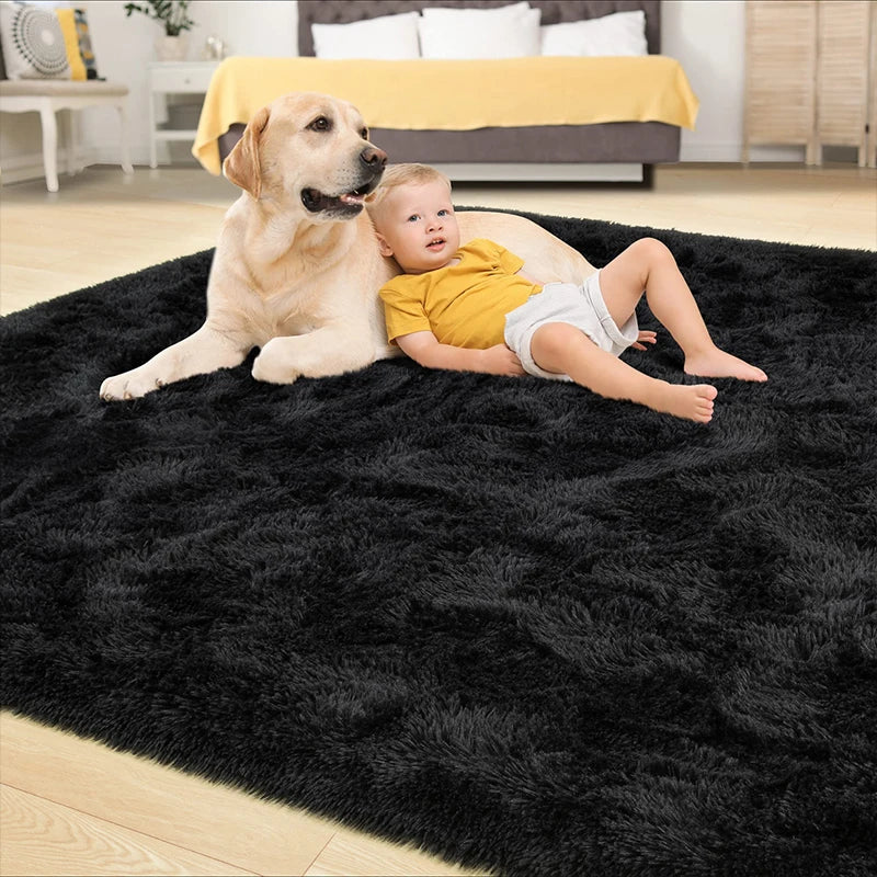 Large fluffy plush living room carpet