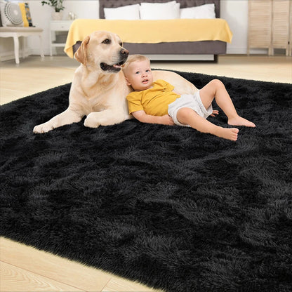 Large fluffy plush living room carpet