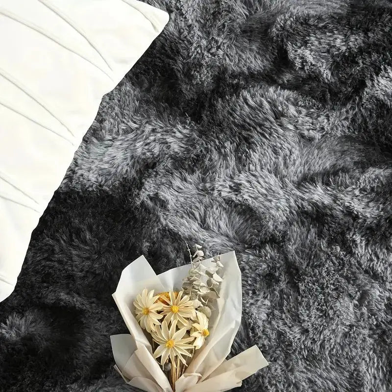 VIKAMA 40x120cm Gradient Tie-Dye Plush Carpet Soft Shaggy Bedroom Living Room Floor Mat
