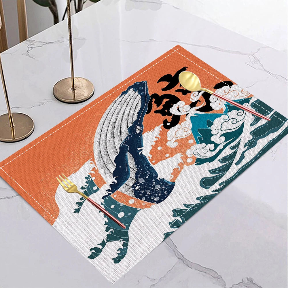 Japanese Ukiyo-e Linen Non-Slip Placemat