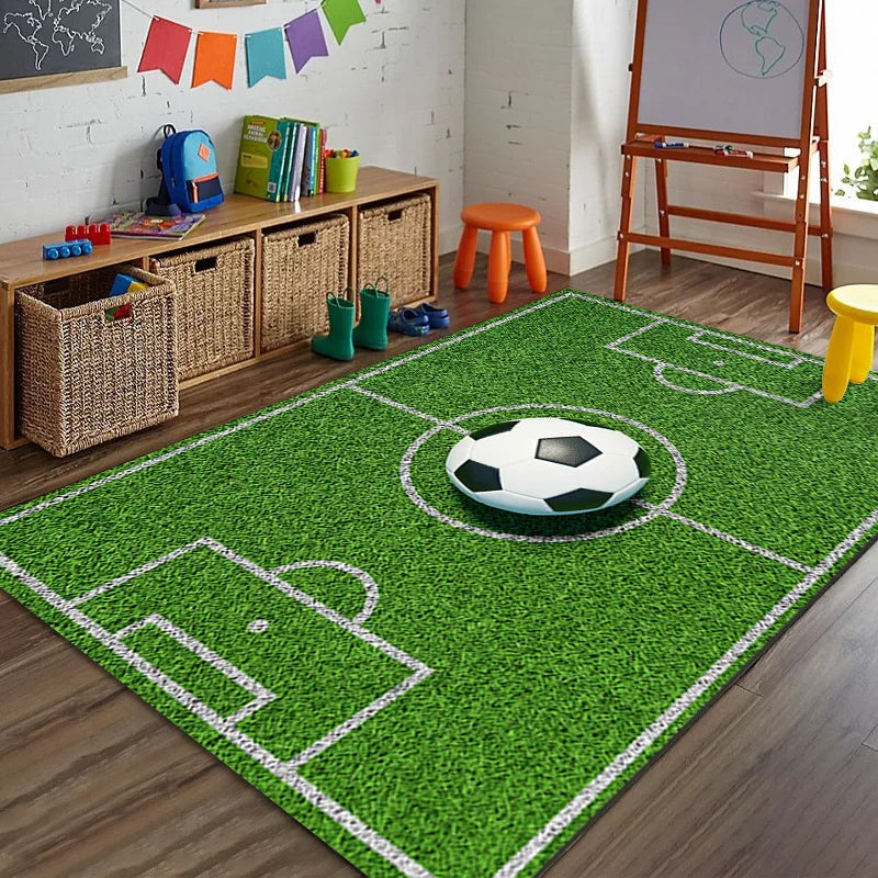 Sports Theme Racing Track Basketball Court Soccer Field Kids Play Mat Non-Slip Floor Carpet Bedroom Home Decoration Rug