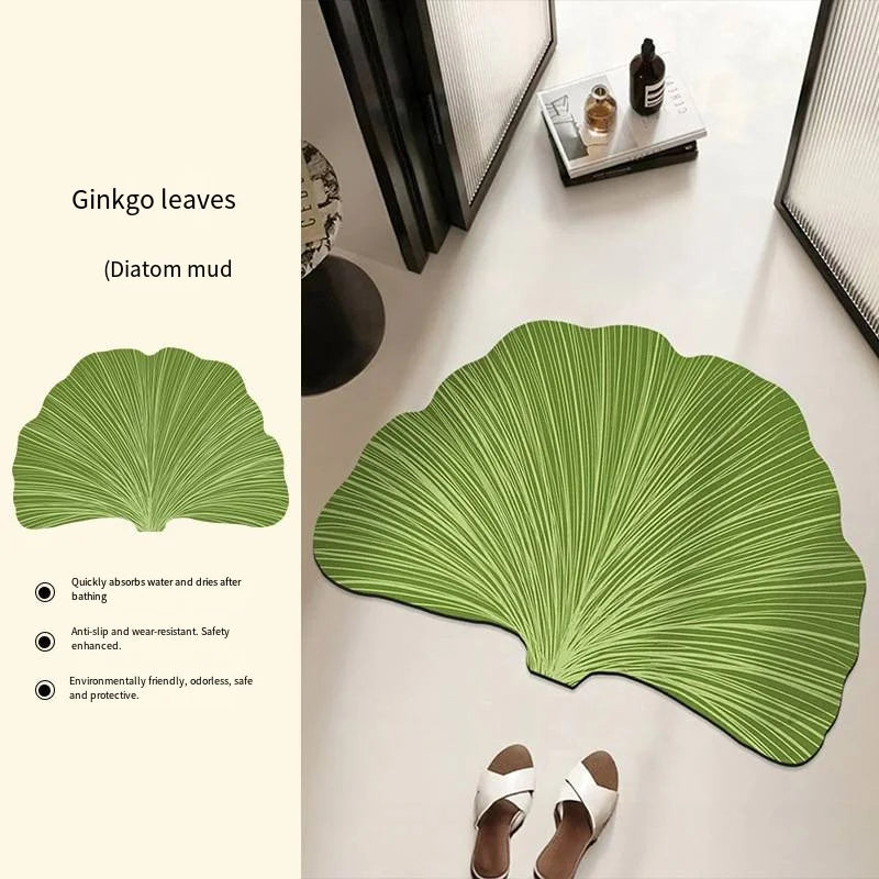 VIKAMA Green Leaf Absorbent Non-Slip Bathroom Mat