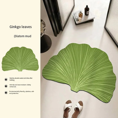 VIKAMA Green Leaf Absorbent Non-Slip Bathroom Mat
