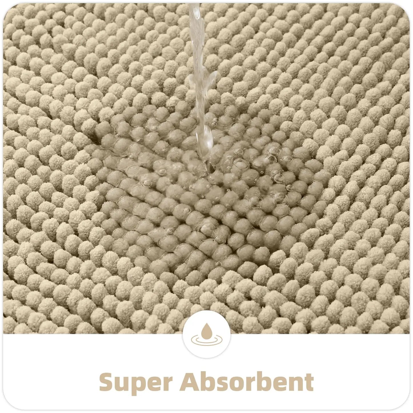 Olanly Chenille Bath Mat Super Soft Non-Slip Absorbent Bathroom Rug