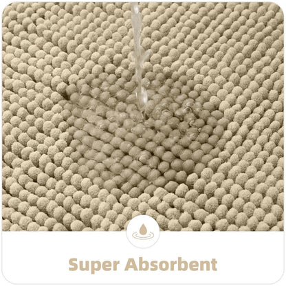 Olanly Chenille Bath Mat Super Soft Non-Slip Absorbent Bathroom Rug
