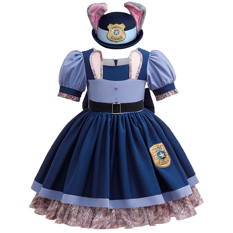 Zootopia Judy Bunny Police Officer Costume Dress For Girls