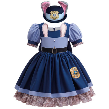 Zootopia Judy Bunny Police Officer Costume Dress For Girls