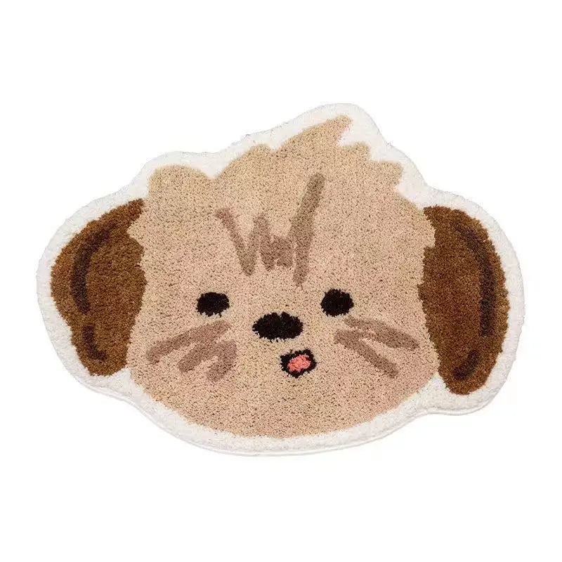 VIKAMA Cute Cat Girl Faux Cashmere Carpet Soft Non-Slip Absorbent Bedroom Bathroom Kitchen Floor Mat