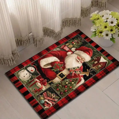 Christmas Santa truck pattern door mat