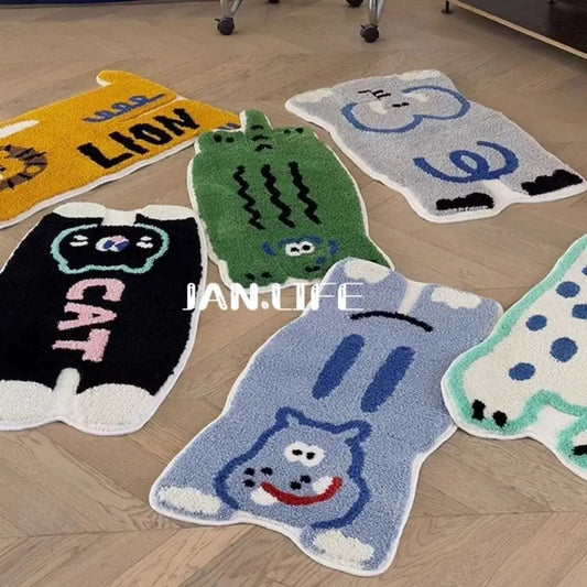 VIKAMA Cartoon Animal Faux Cashmere Rug Soft Bedroom Bedside Carpet Home Decor