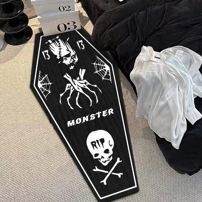 VIKAMA Halloween Gothic Skull Vampire Rug Bedroom Living Room Entrance Mat Home Decor