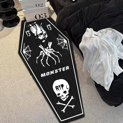 VIKAMA Halloween Gothic Skull Vampire Rug Bedroom Living Room Entrance Mat Home Decor