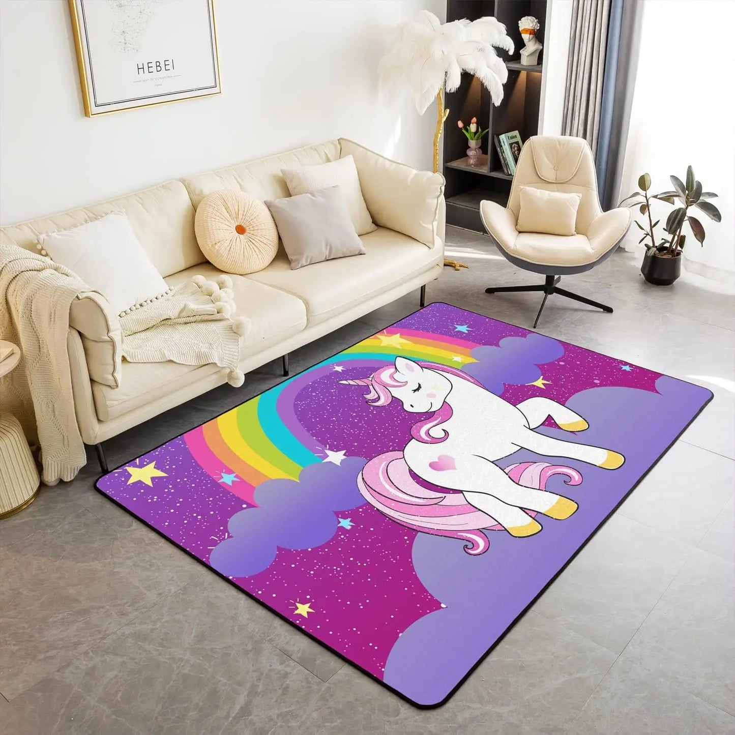 Cartoon Unicorn Kids Area Rug