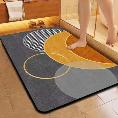 Gray Geometric Anti-Slip Floor Mat