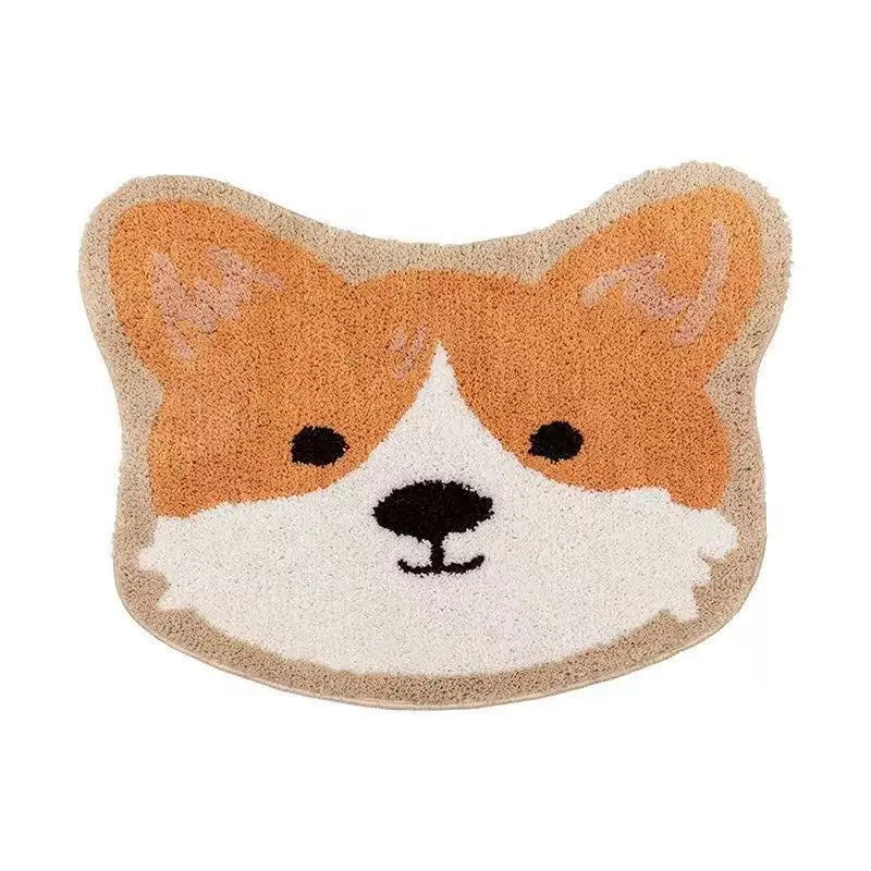 VIKAMA Cute Cat Girl Faux Cashmere Carpet Soft Non-Slip Absorbent Bedroom Bathroom Kitchen Floor Mat