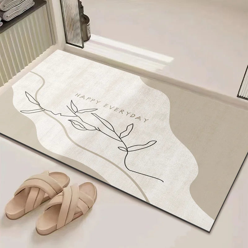 Minimalist Bathroom Floor Mat Diatomaceous Earth Absorbent Non-Slip Quick-Dry Shower Door Rug Home Decor