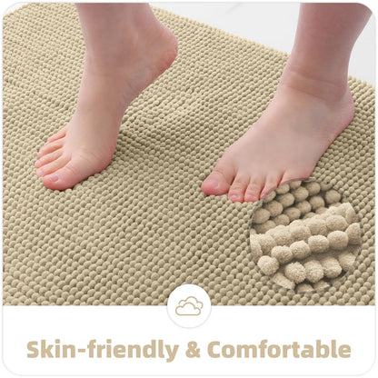 Olanly Chenille Bath Mat Super Soft Non-Slip Absorbent Bathroom Rug