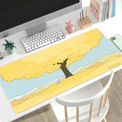 Cute Rabbit Green Large Gaming Mouse Pad