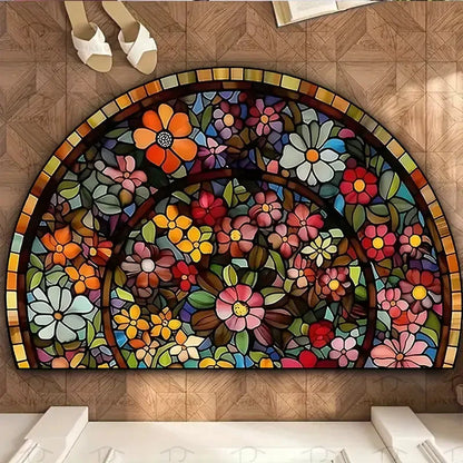 VIKAMA Floral Semi-Circle Door Mat