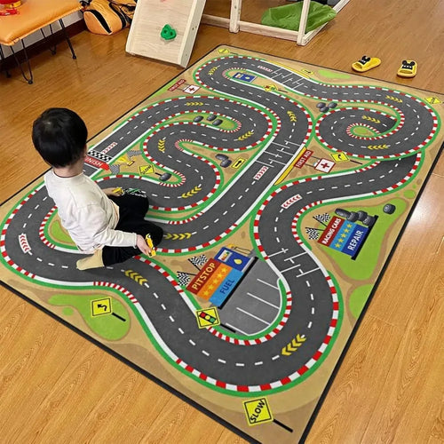 VIKAMA Racing Track Kids Play Rug