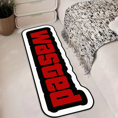 VIKAMA Red Letter Print Fluffy Long Area Rug