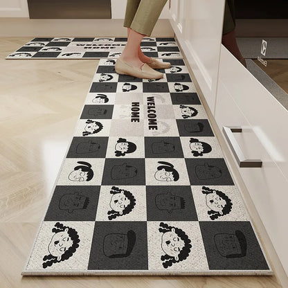 VIKAMA Cartoon Crystal Velvet Non-Slip Kitchen Floor Mat