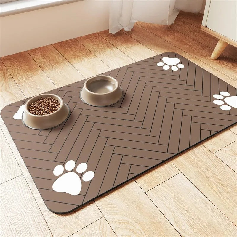Pet Feeding Mat Absorbent Quick-Dry Non-Slip Dog Cat Bowl Placemat