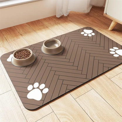 Pet Feeding Mat Absorbent Quick-Dry Non-Slip Dog Cat Bowl Placemat