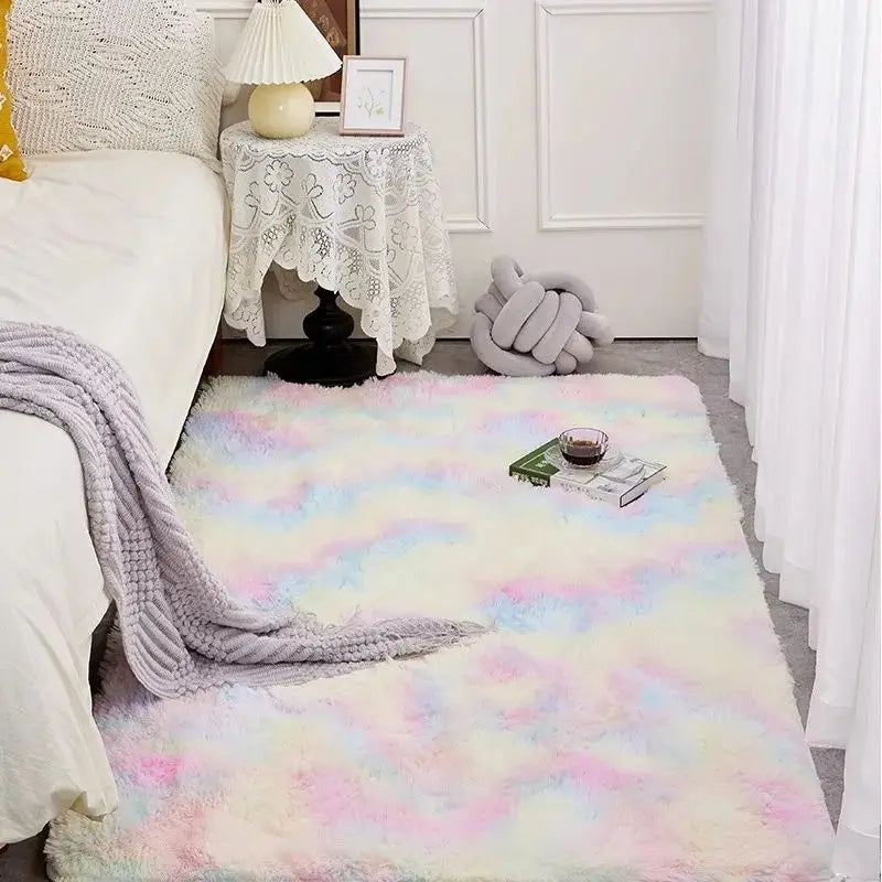 VIKAMA Green Silk Wool Rug Nordic Luxury Bedroom Living Room Bedside Carpet Home Decor