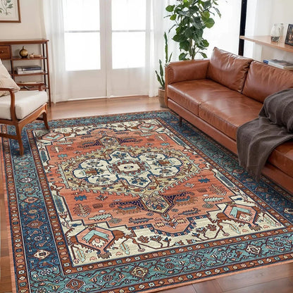 VIKAMA Bohemian Floor Mat Non-Slip Easy-Care Large Area Rug Living Room Bedroom Home Decor