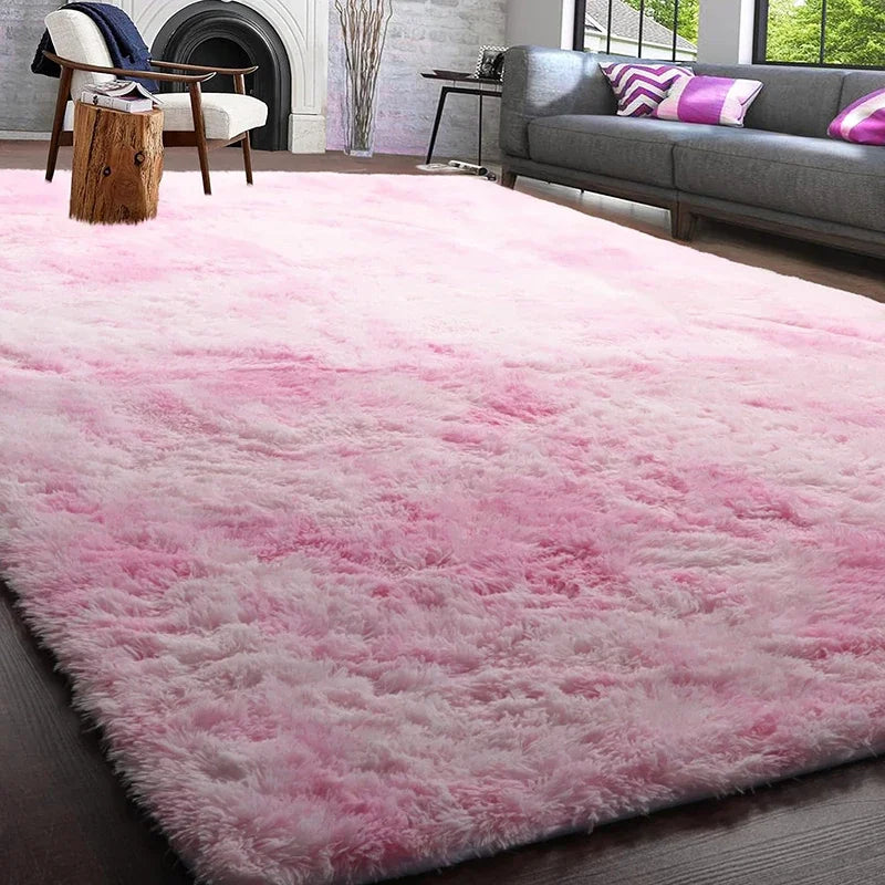 Pink Tie-Dye Carpet Soft Fluffy Large Living Room Kids Bedroom Play Mat