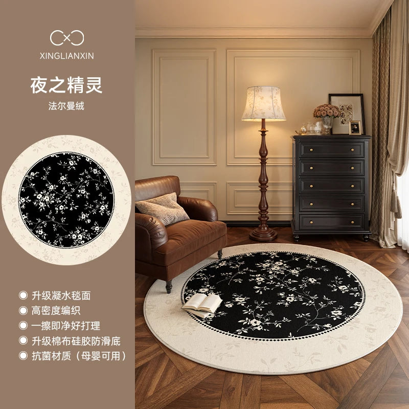 Medieval Style Round Light Luxury Washable Area Rug