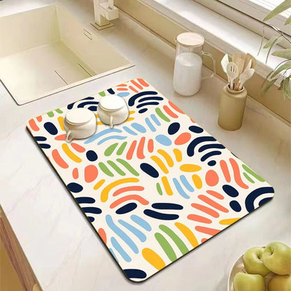 Non-slip absorbent kitchen drying mat