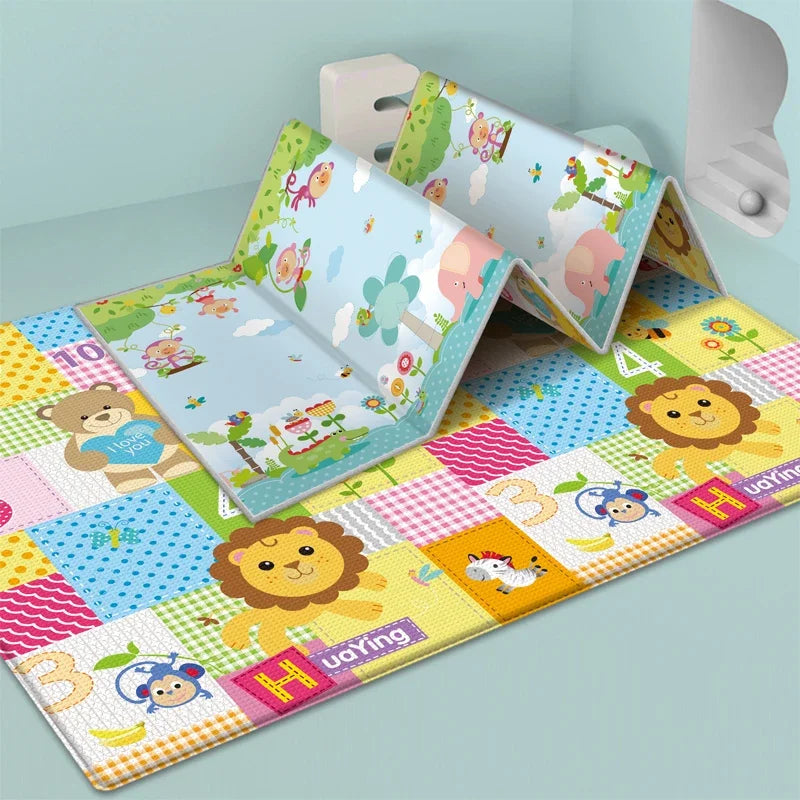 Foldable double-sided kids play mat