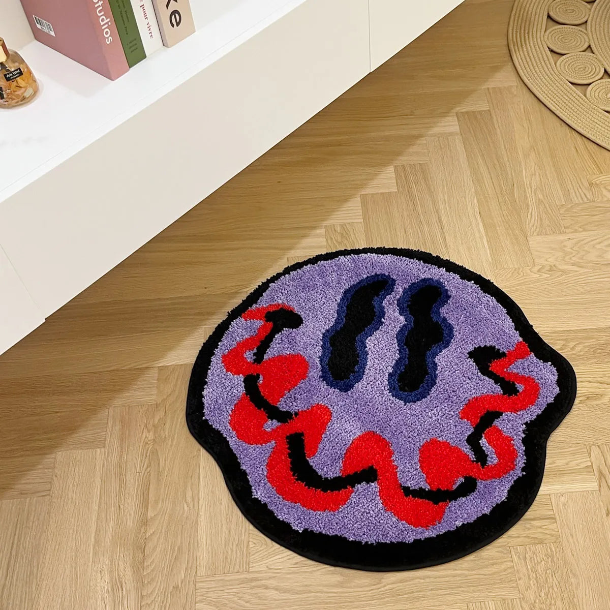 Trippy Smiling Face Tufted Handmade Rug