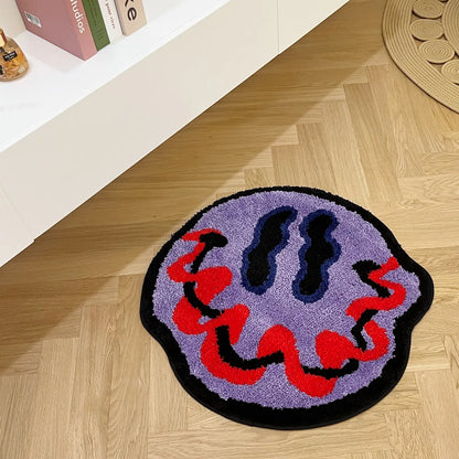 Trippy Smiling Face Tufted Handmade Rug