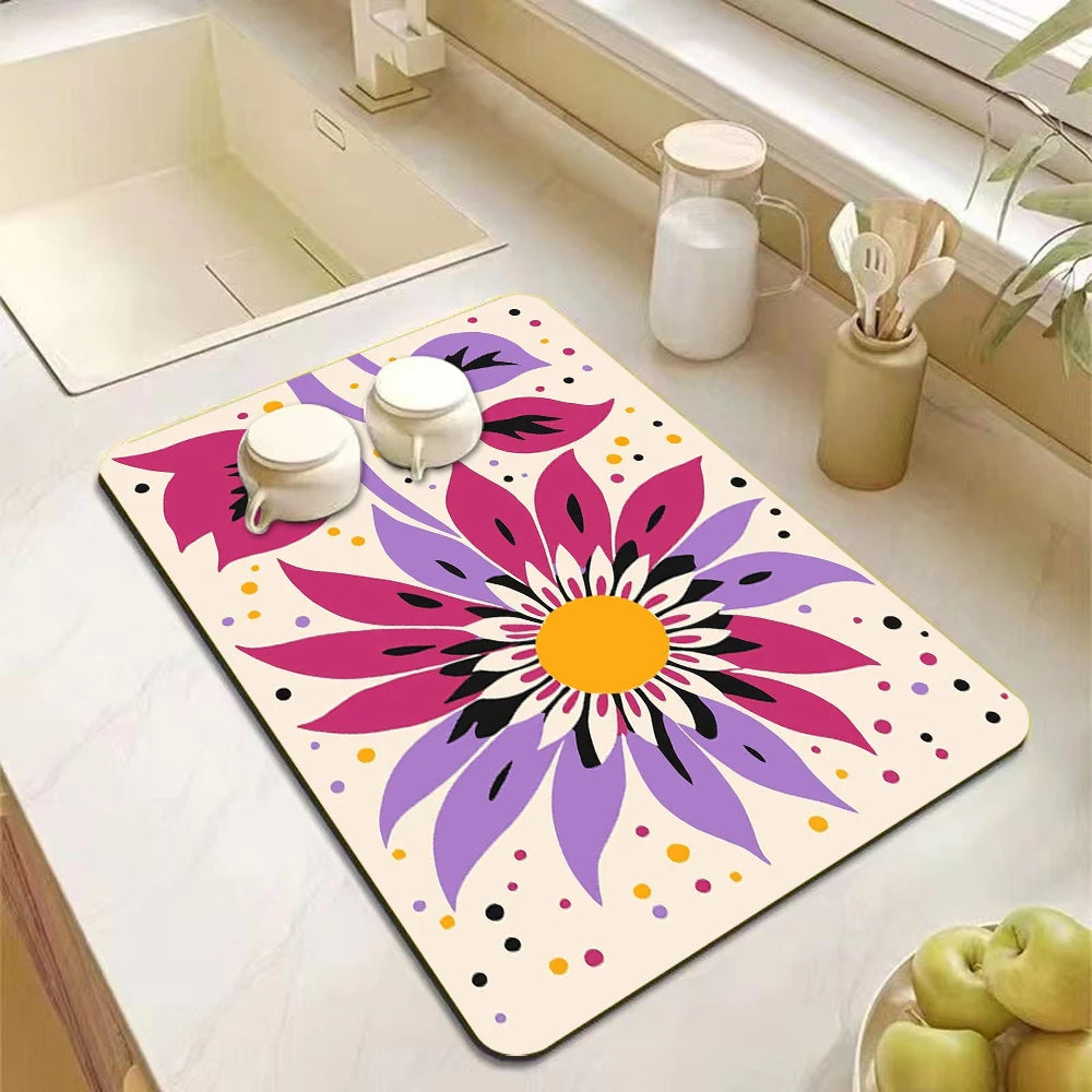 Absorbent kitchen drying drain mat