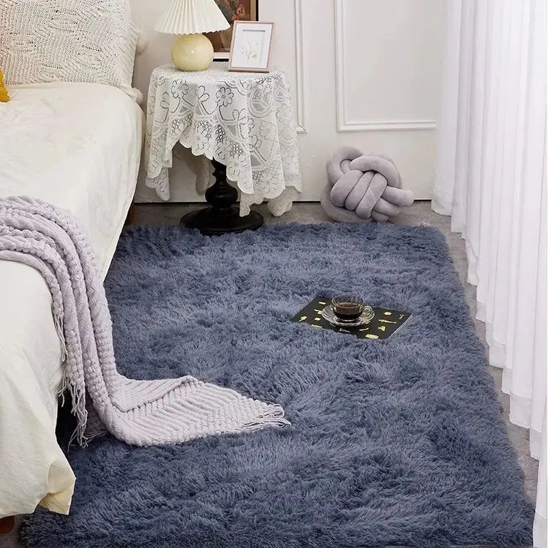 VIKAMA Green Silk Wool Rug Nordic Luxury Bedroom Living Room Bedside Carpet Home Decor