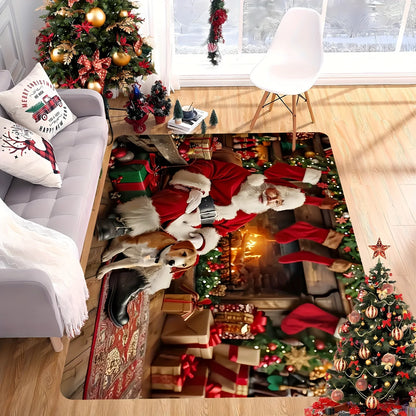 Santa Claus Christmas decorative area rug for living room/bedroom