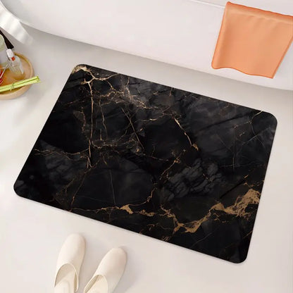 Black Gold Marble Diatom Bathroom Floor Mat