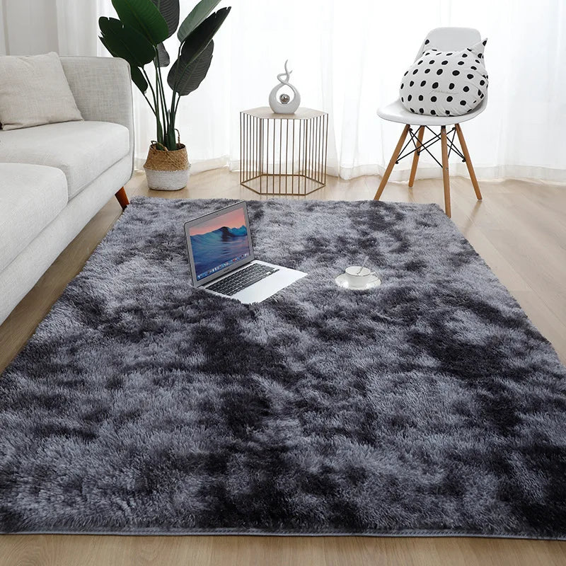 Machine Washable Grey Shaggy Area Rug Soft Fluffy Non-Slip Indoor Carpet