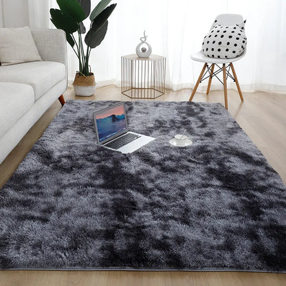 Machine Washable Grey Shaggy Area Rug Soft Fluffy Non-Slip Indoor Carpet